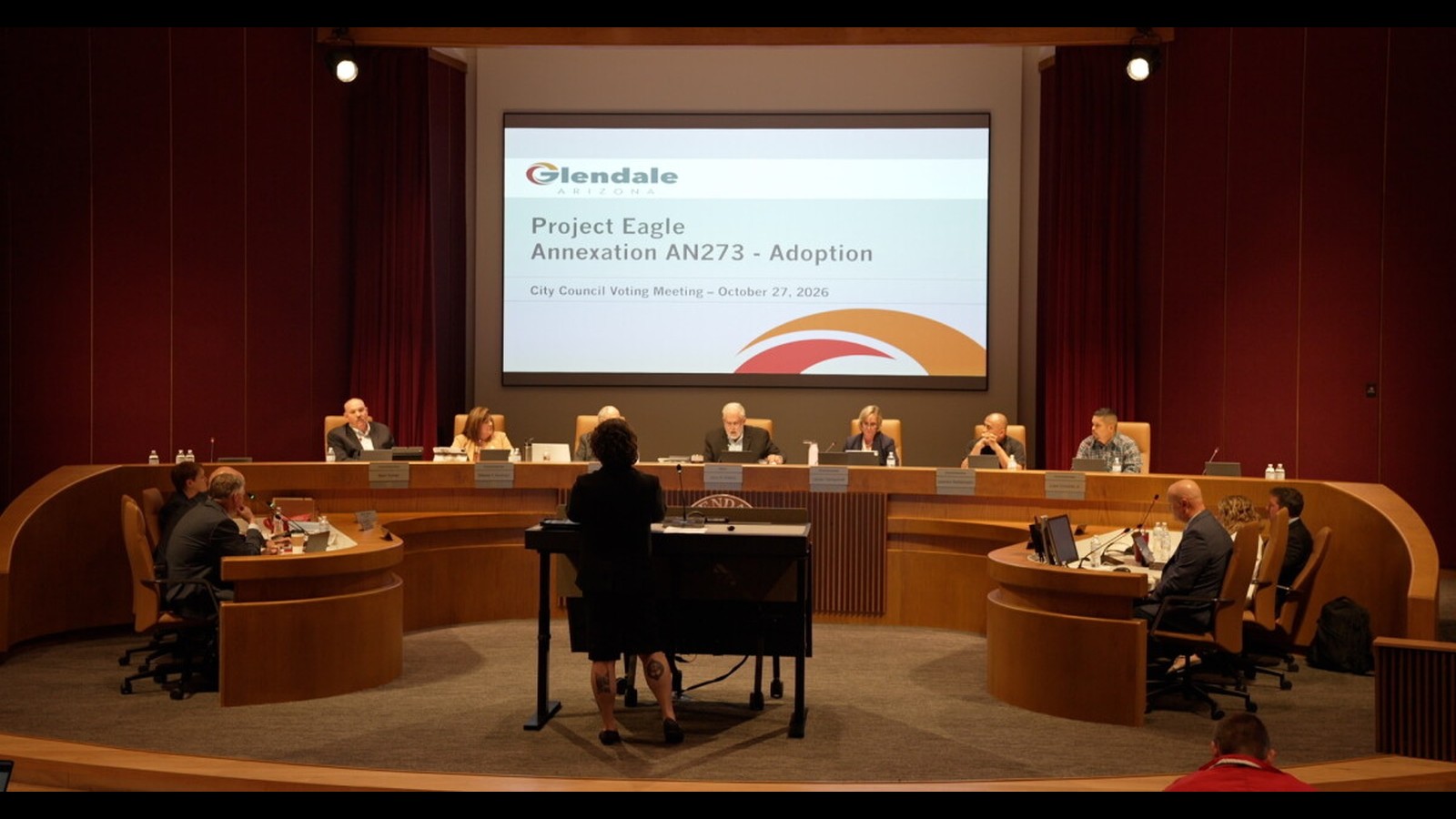 Glendale city council Project Eagle annexation slide, Oct 27 2026