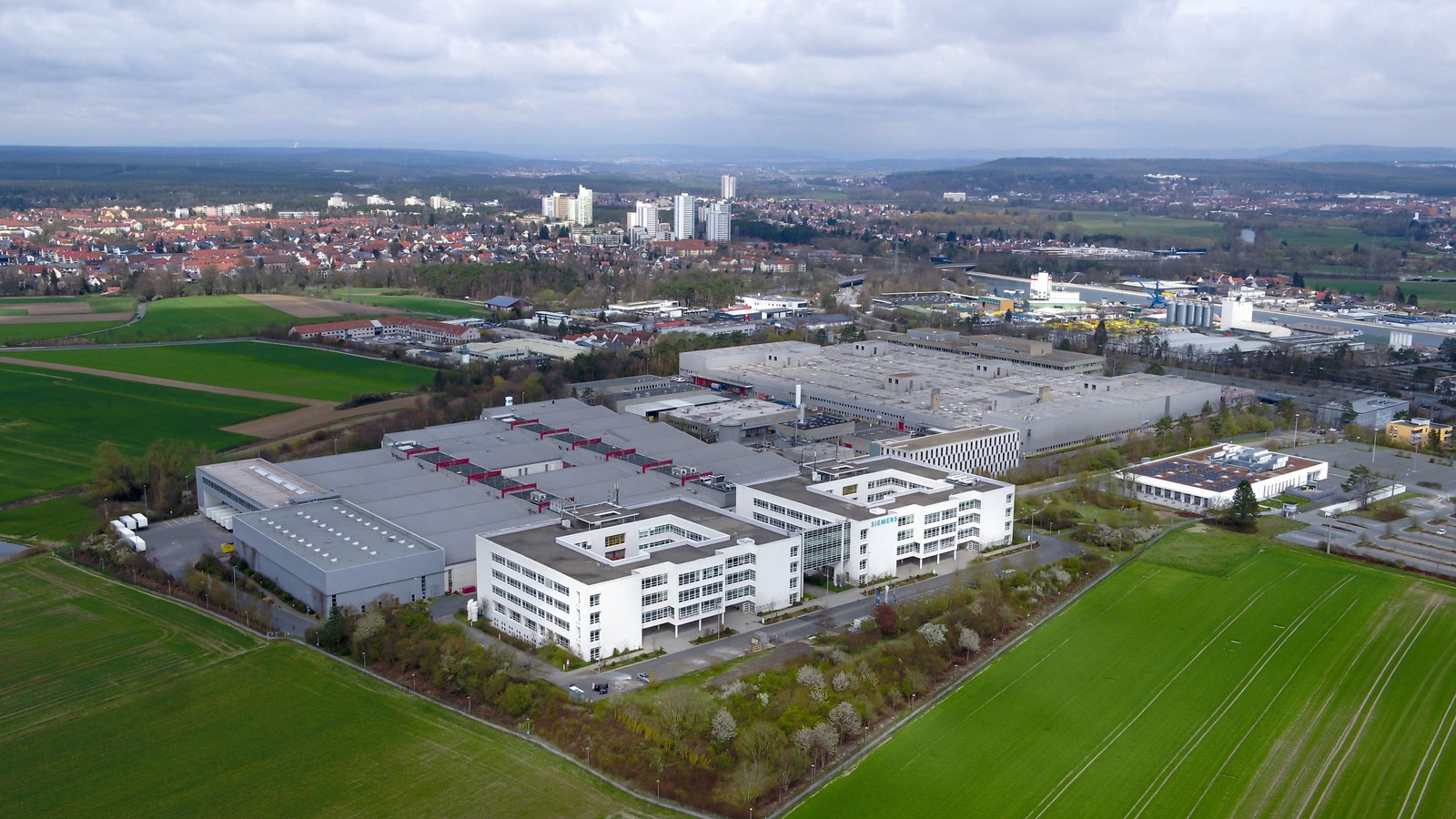 Aerial view of the Siemens Electronics Factory in Erlangen, Germany